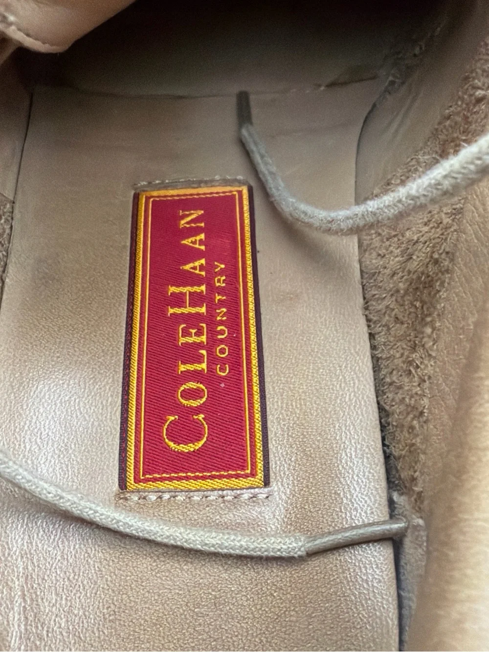 Vintage Cole Haan Country Men's Beige Nubuck Grained Leather Oxfords Lug Sole9.5